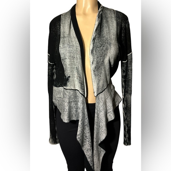 525 America Crop Gray Cardigan Sweater Front Tie - Picture 2 of 14